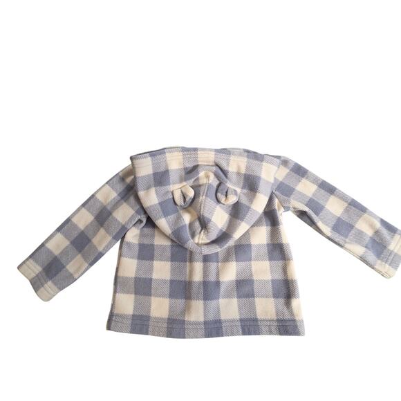 Carter's Coat Ear Hoodie Zip Up Jacket Blue Plaid Unisex 12mo - Picture 3 of 3